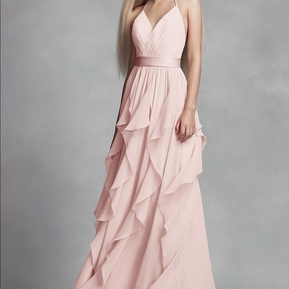Blush chiffon bridesmaid dress